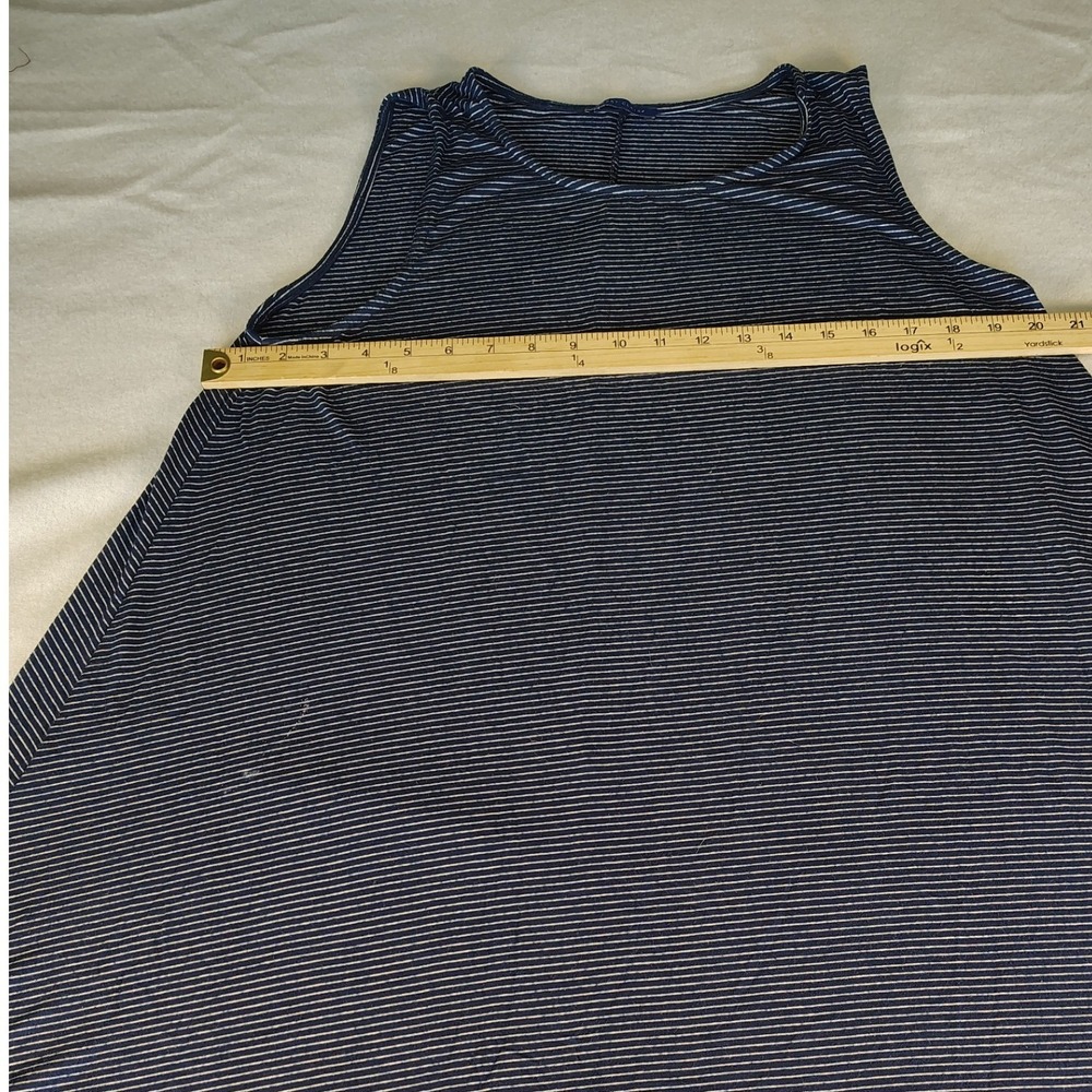 Sweet Claire Tank Top Women L Navy Blue Striped Excellent Swing Sleeveless Scoop